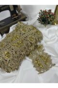 altın renk doğal taşlı gold renk şık dantel