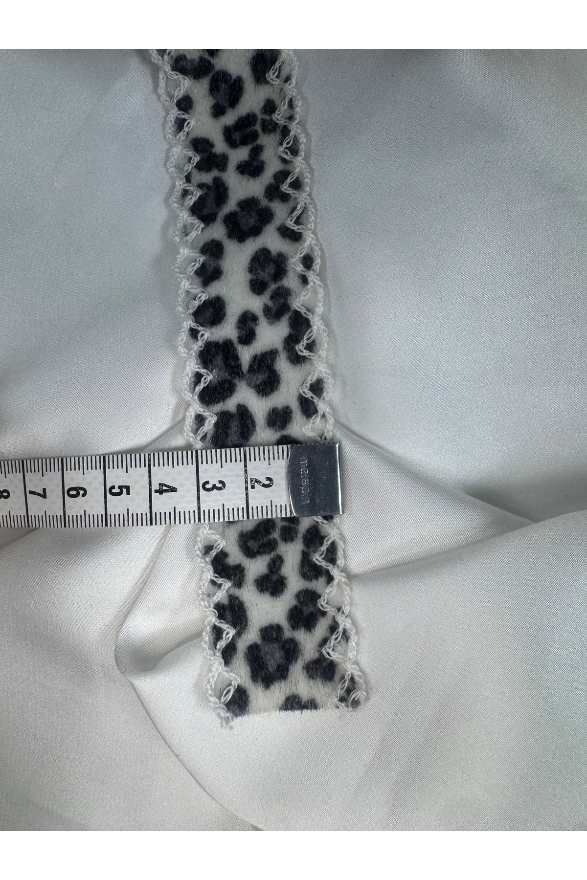 leopar desenli süet dokulu yanı dantelli şerit aksesuar - Görsel 4