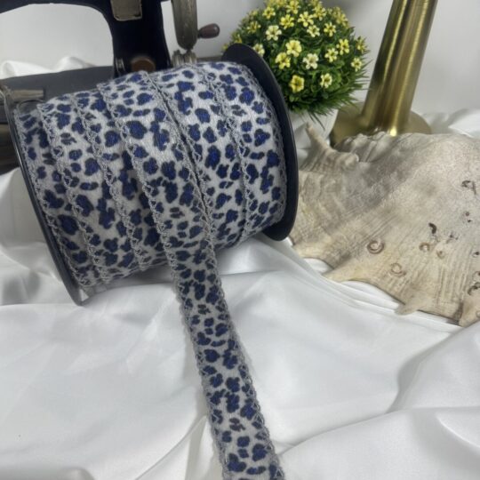 leopar desenli süet dokulu yanı dantelli şerit aksesuar