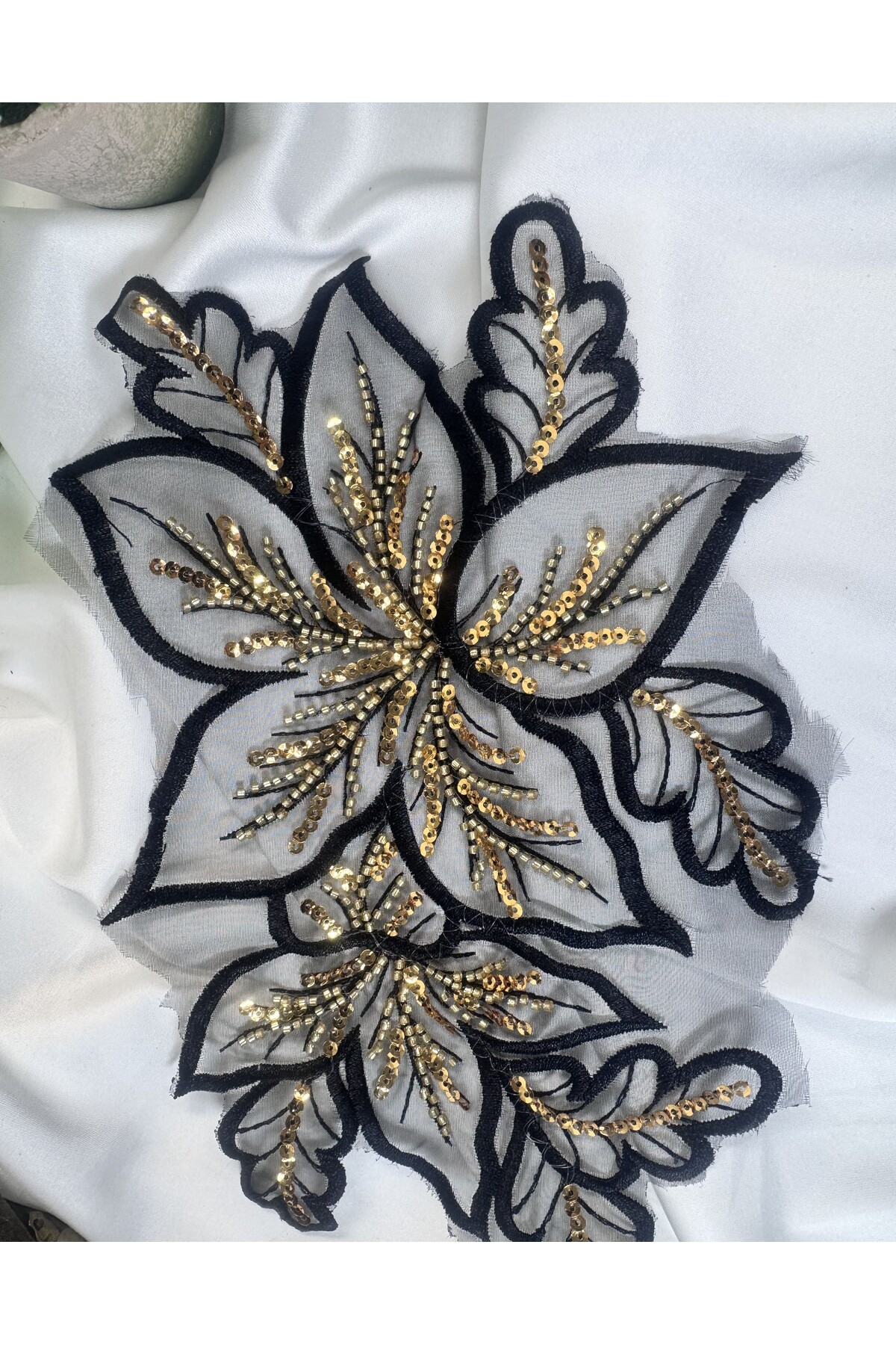 işlemeli nakışlı şık zarif aplike motif - Görsel 3
