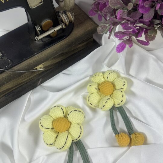 örgü detaylı elyaf dokulu sallantılı papatya motif (2adet)