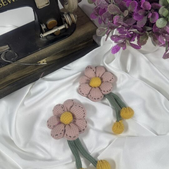 örgü detaylı elyaf dokulu sallantılı papatya motif (2adet)