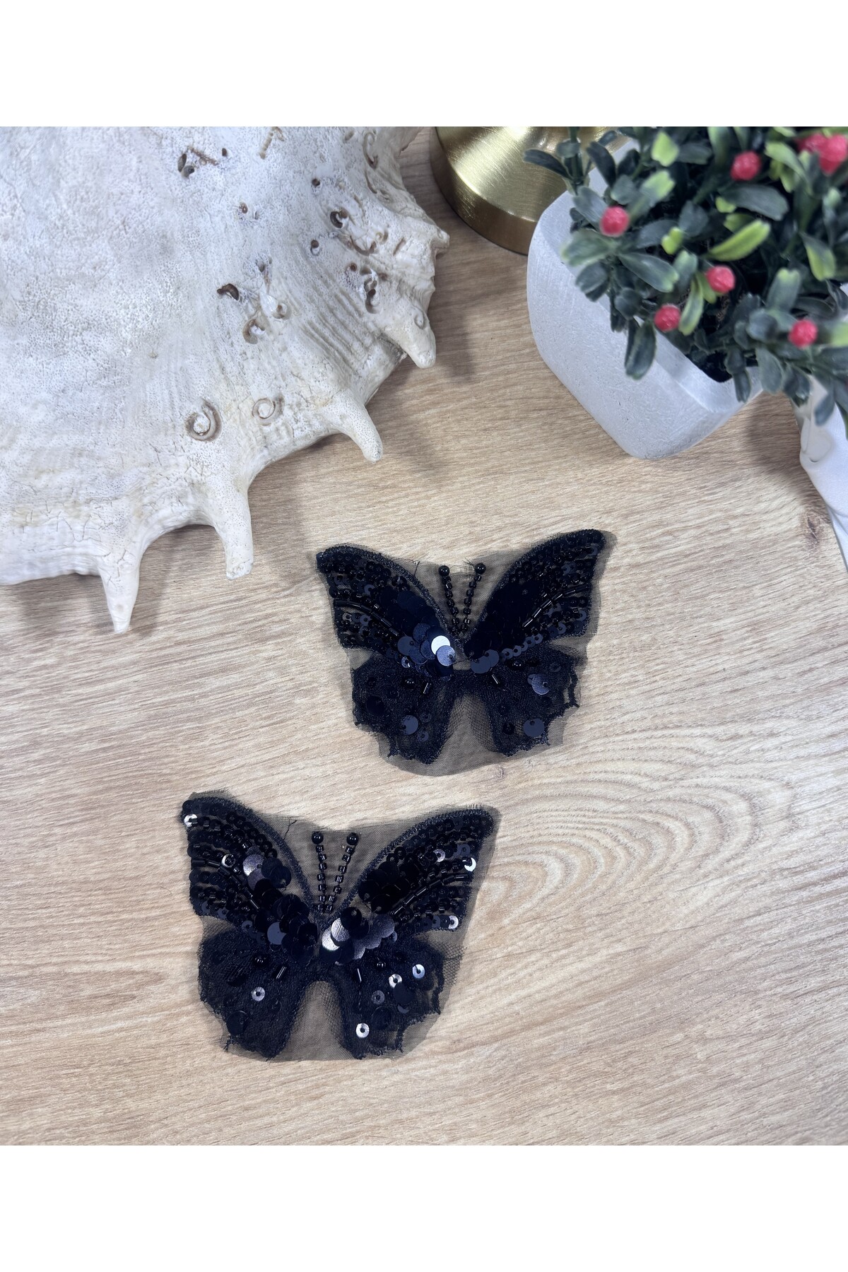 payet işlemeli kelebek mini motif 2 adet