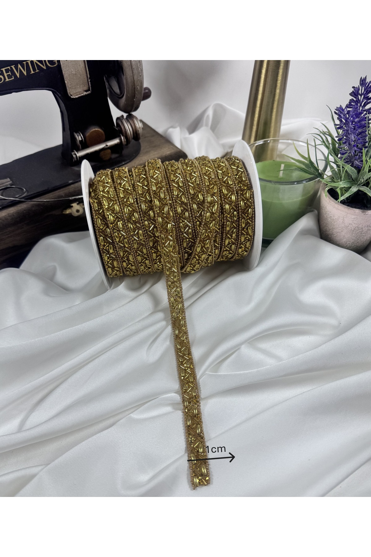 gold 1 cm yapışma taş şerit aksesuar