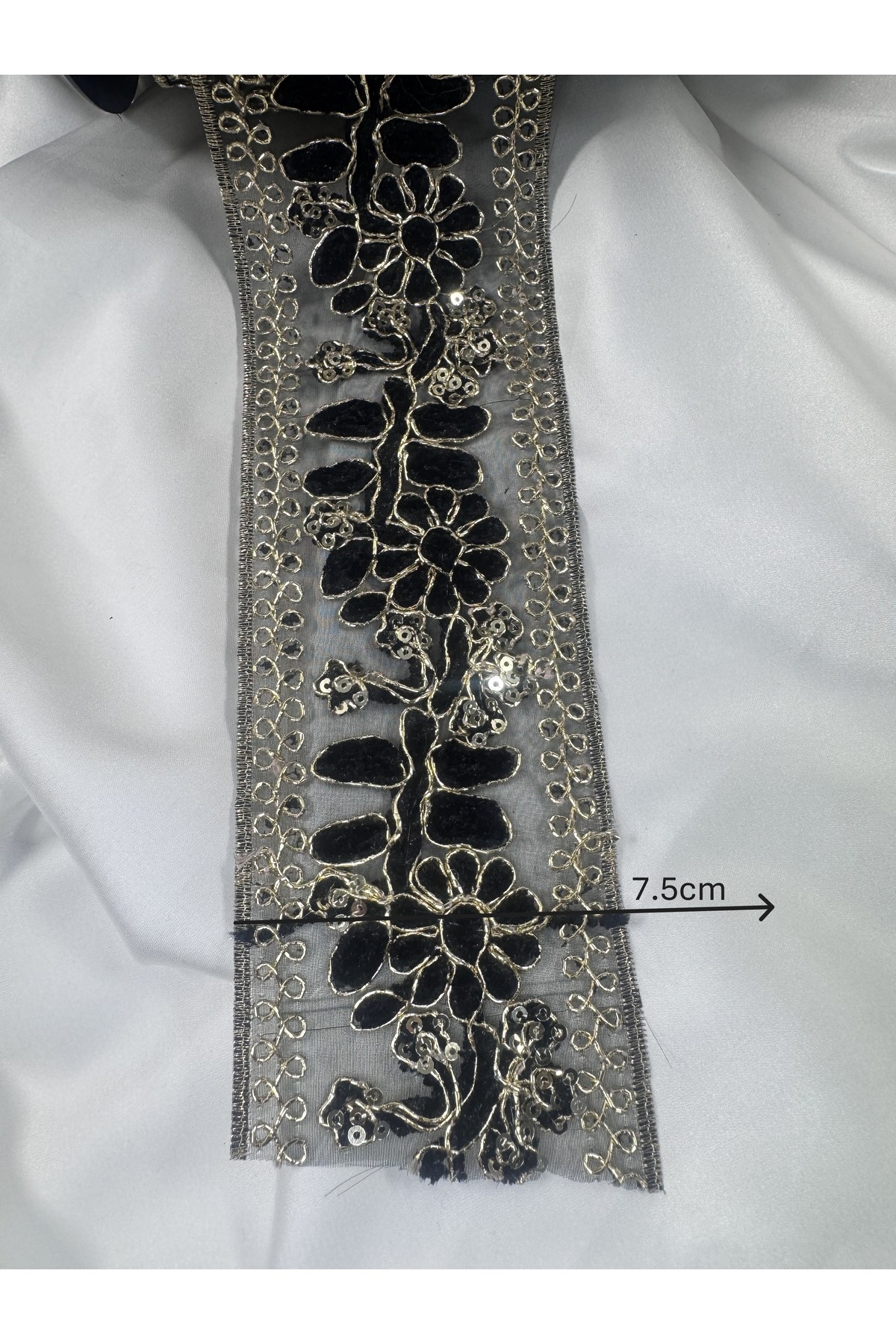 gold işlemeli papatya desenli etnik şerit dantel - Görsel 2