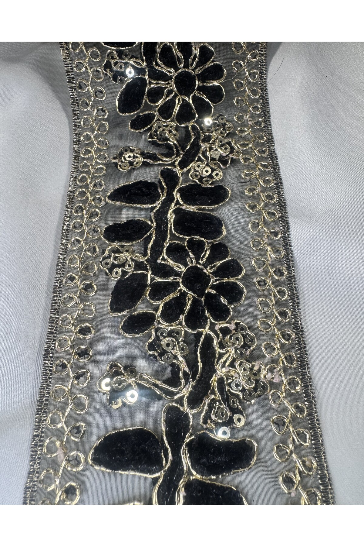 gold işlemeli papatya desenli etnik şerit dantel - Görsel 4
