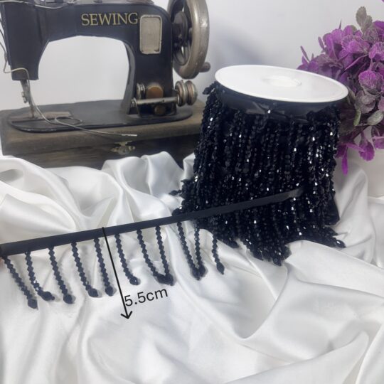 şerit kristal boncuk 1cm saten kurdale üzerine (5.5cm)
