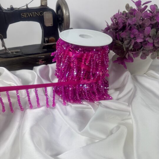 şerit kristal boncuk 1cm saten kurdale üzerine (5.5cm)