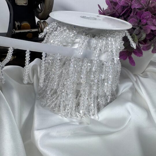 şerit kristal boncuk 1cm saten kurdale üzerine (5.5cm)