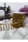 şerit kristal boncuk 1cm saten kurdale üzerine (5.5cm) (1mt)