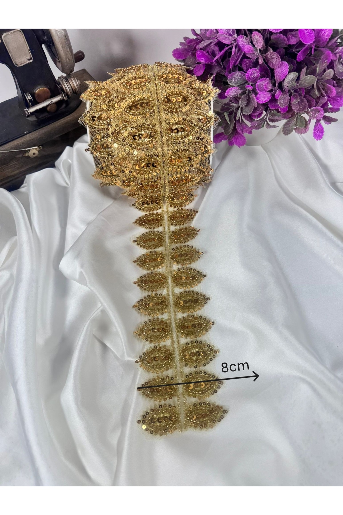 gold dantel şerit işlemeli (1mt) - Görsel 2