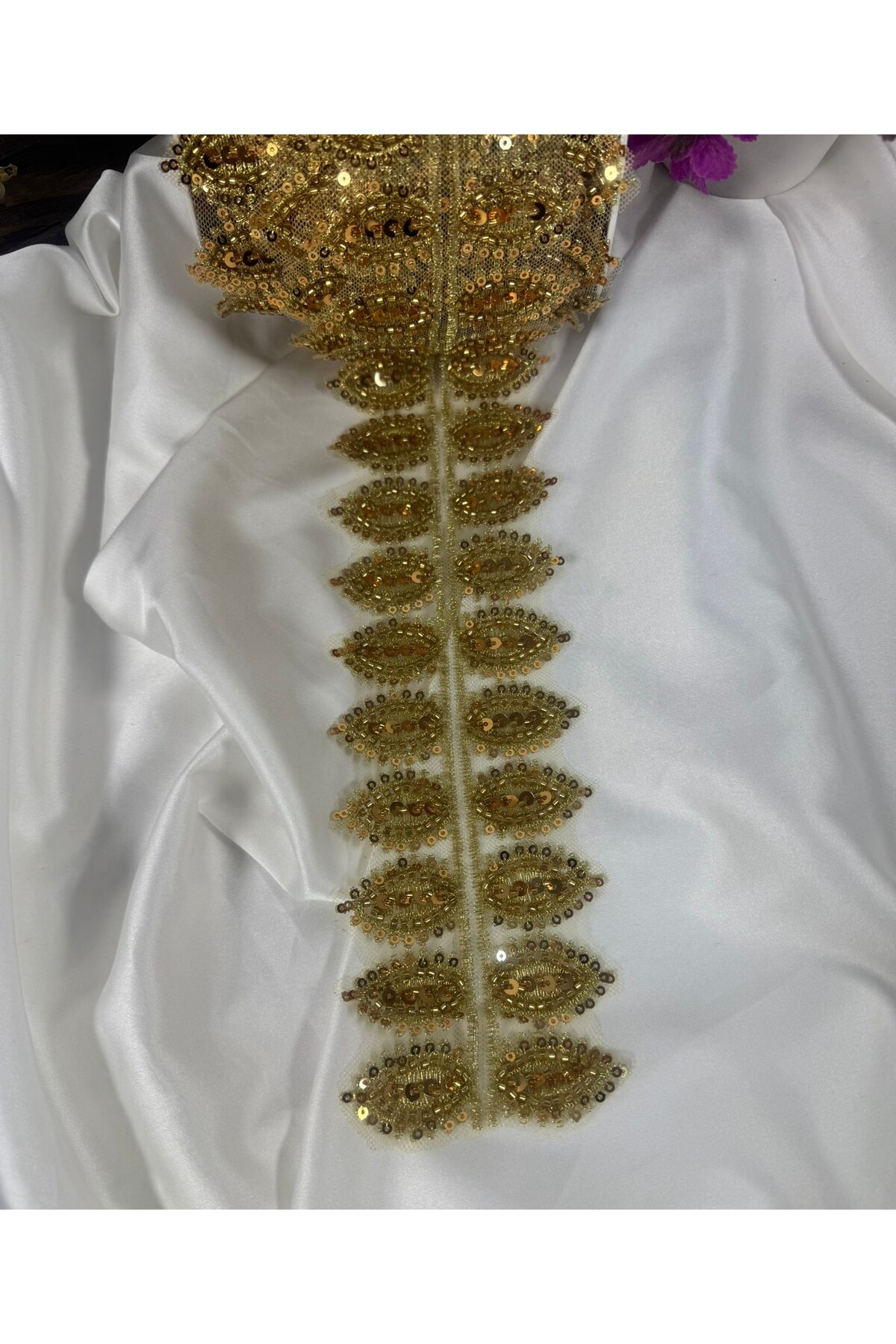 gold dantel şerit işlemeli (1mt) - Görsel 4