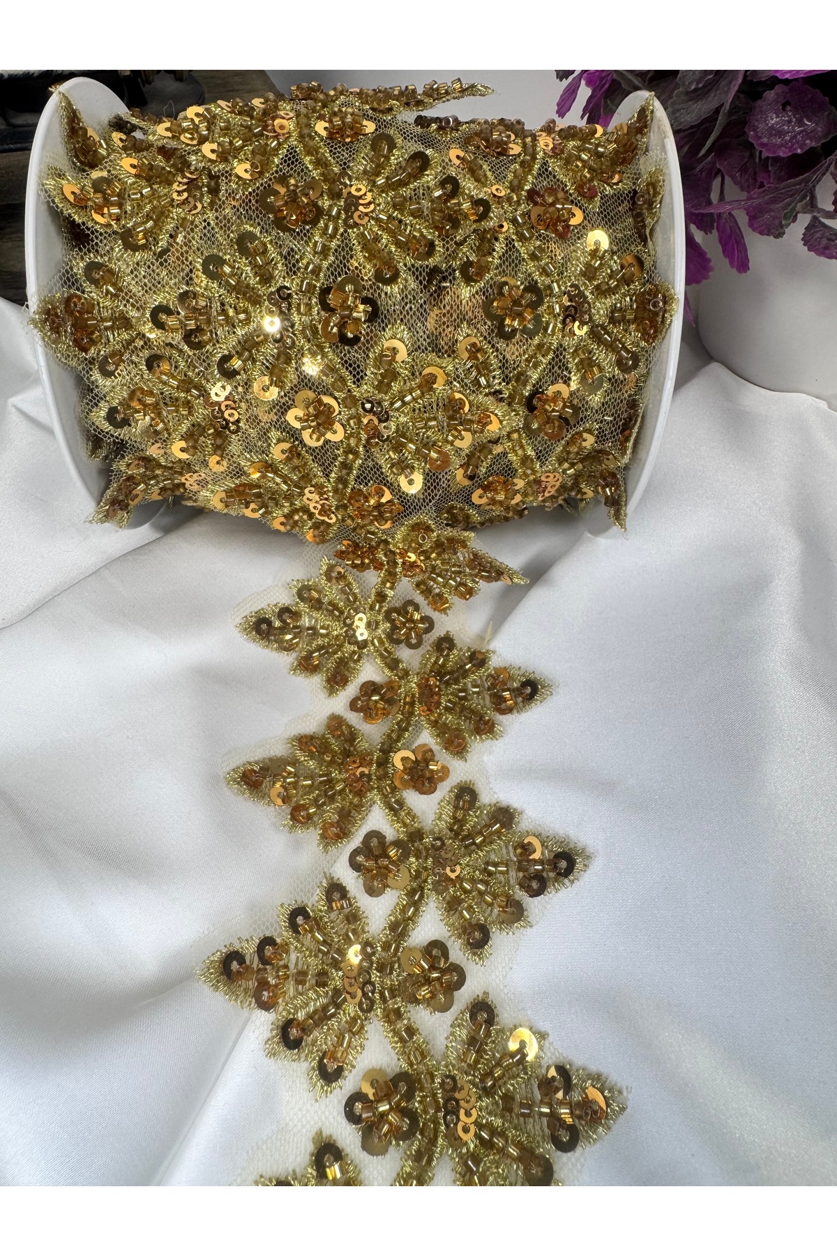 gold dantel işlemeli şerit - Görsel 3