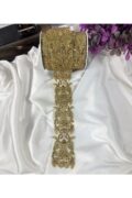 gold payet işlemeli dantel