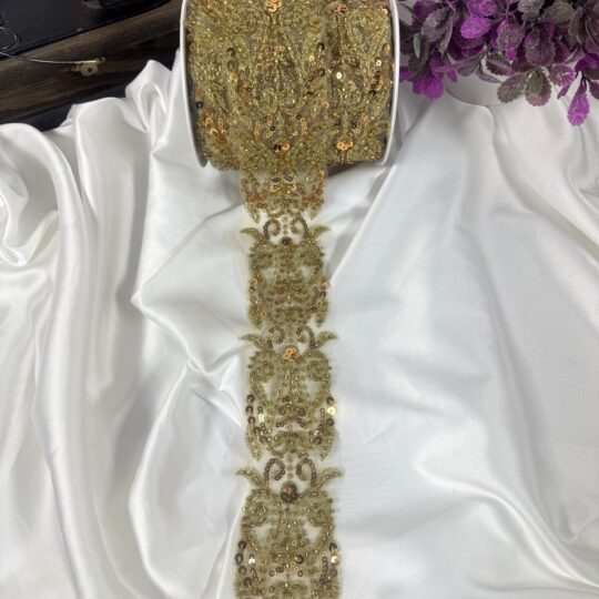 gold payet işlemeli dantel