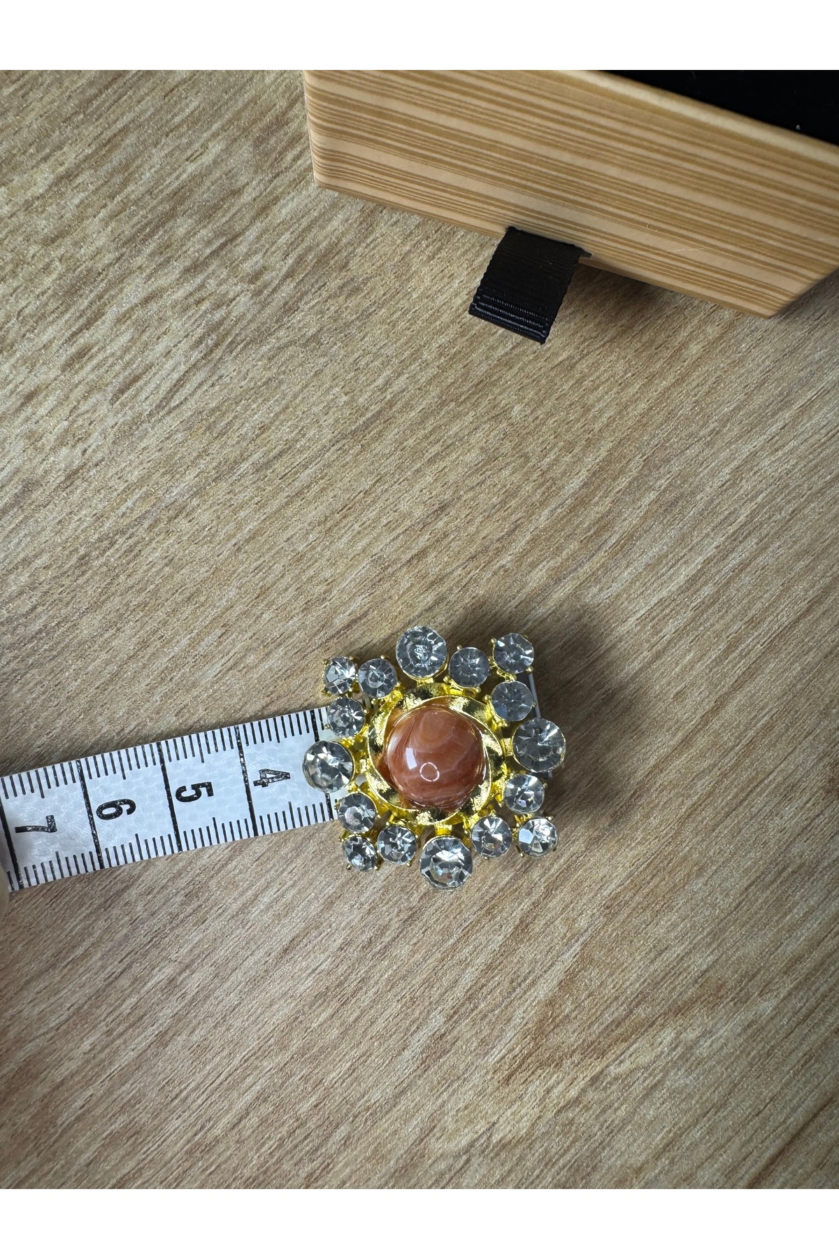 Gold kaplama renkli taşlı şık vintage tekli düğme - Görsel 4
