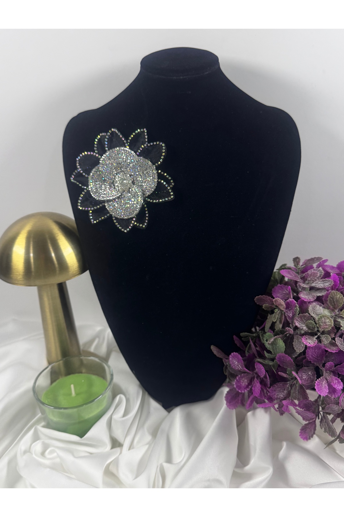 taş detaylı organze broş - Görsel 2