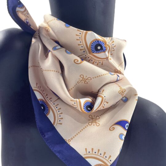 Desenli saten bandana fular