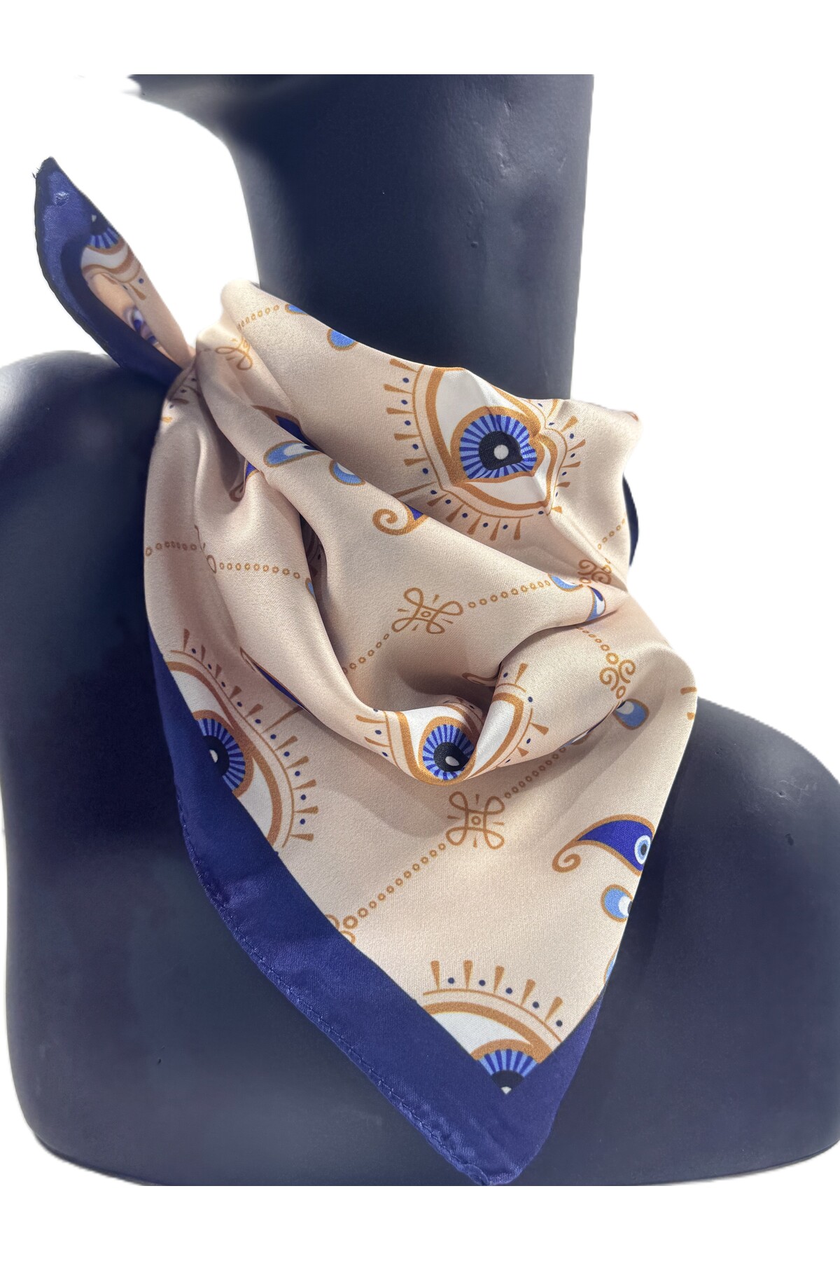 Desenli saten bandana fular