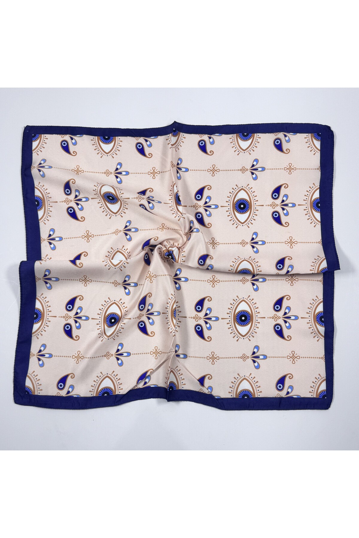 Desenli saten bandana fular - Görsel 2