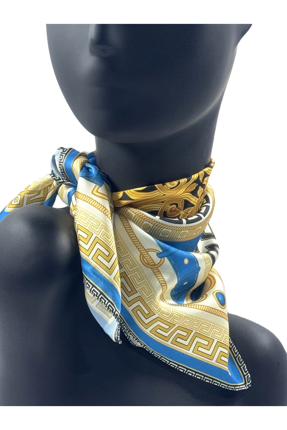 Desenli saten bandana fular