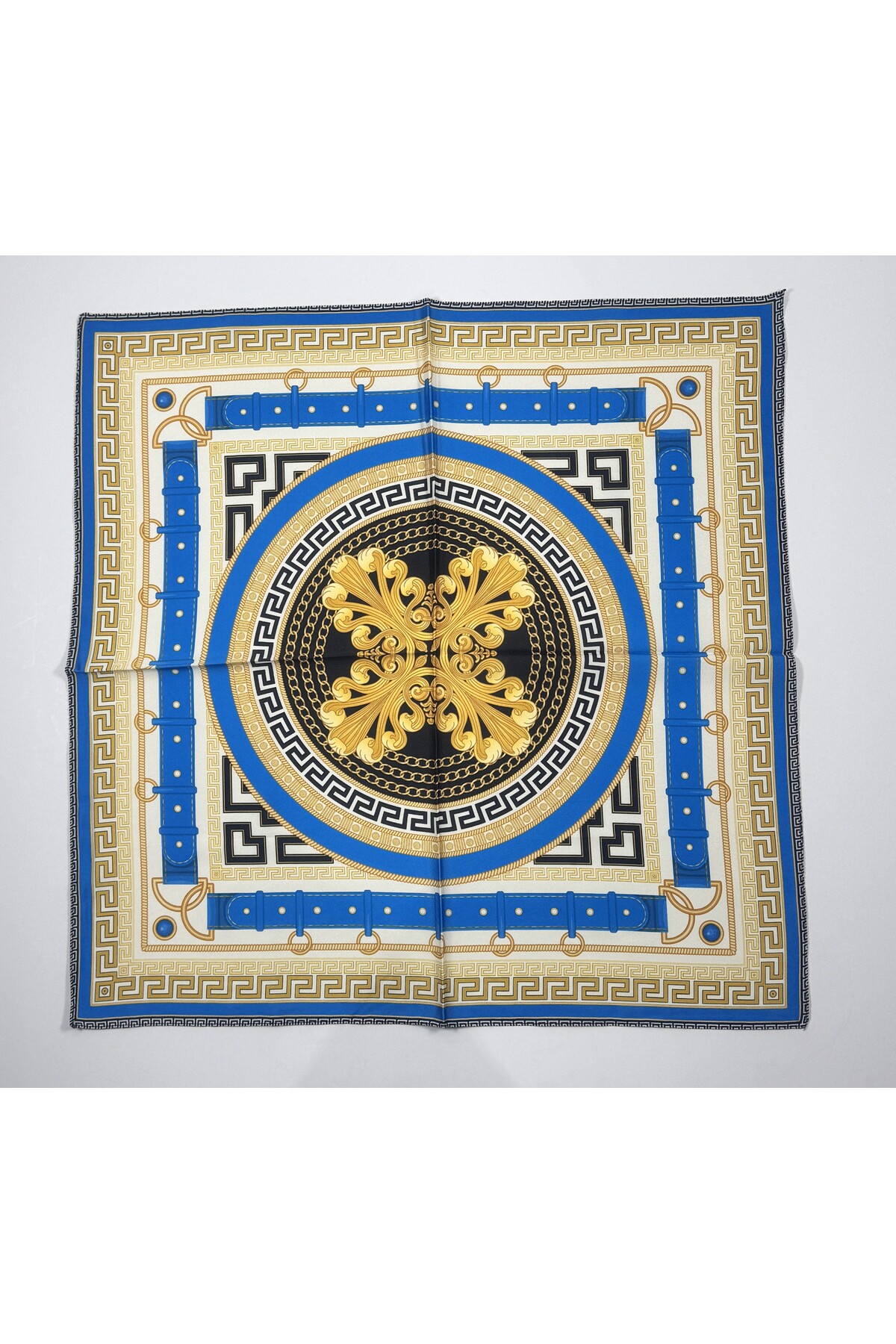 Desenli saten bandana fular - Görsel 2