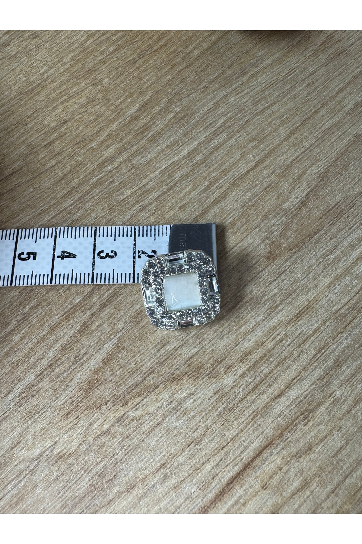 5'li kare baget taş gümüş çerçeveli metal düğme - Görsel 4