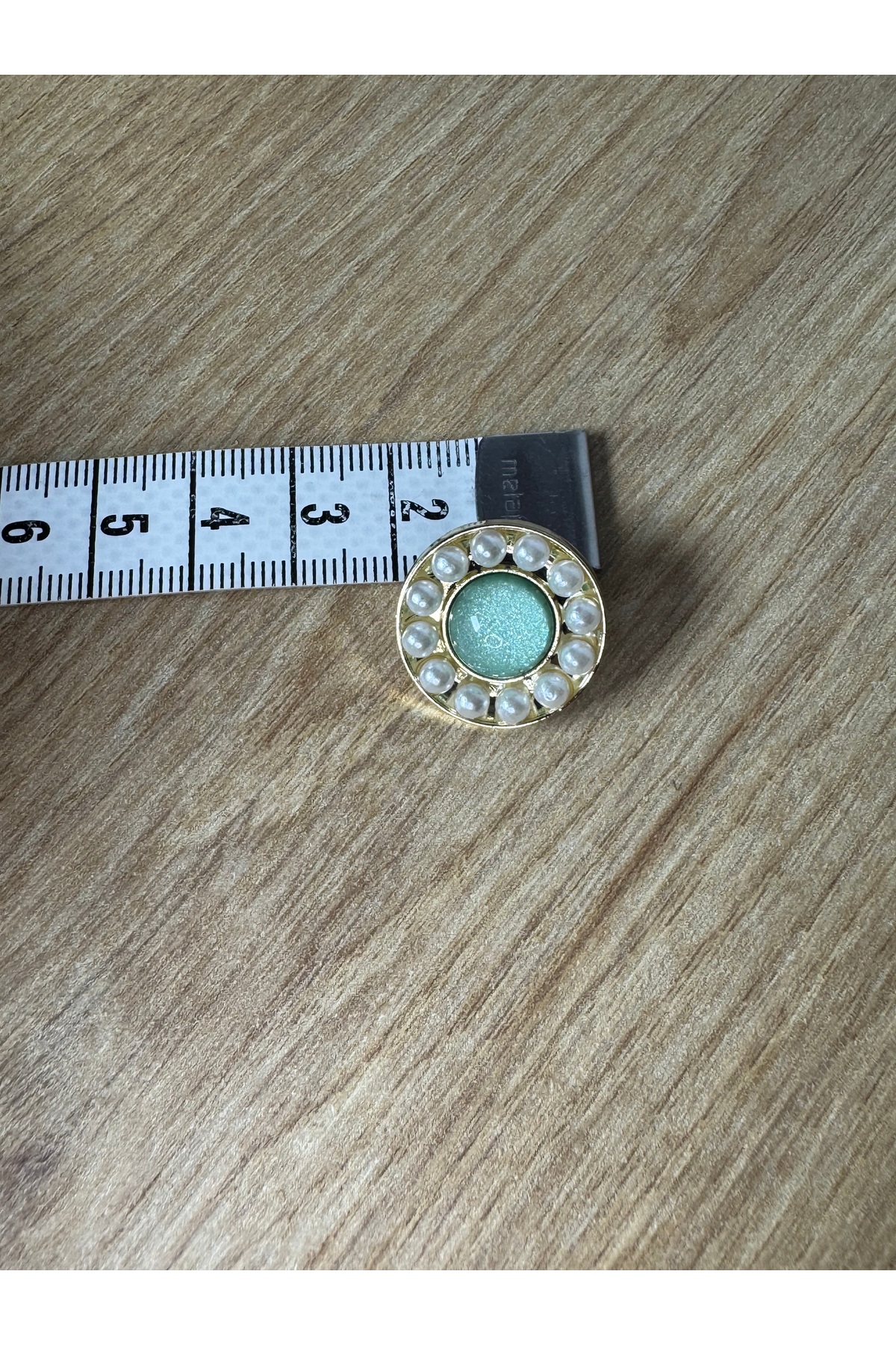 5'li gold kaplama mint yeşili ortası taşlı lüks metal düğme - Görsel 4