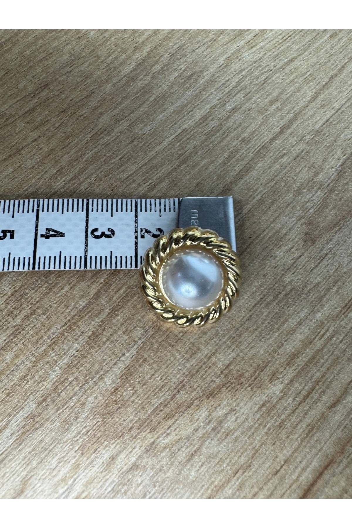 5'li gold burgu çerçeveli yuvarlak incili metal düğme - Görsel 3