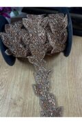 Yaprak desenli kristal taşlı yapışkanlı şerit aksesuar(1mt)