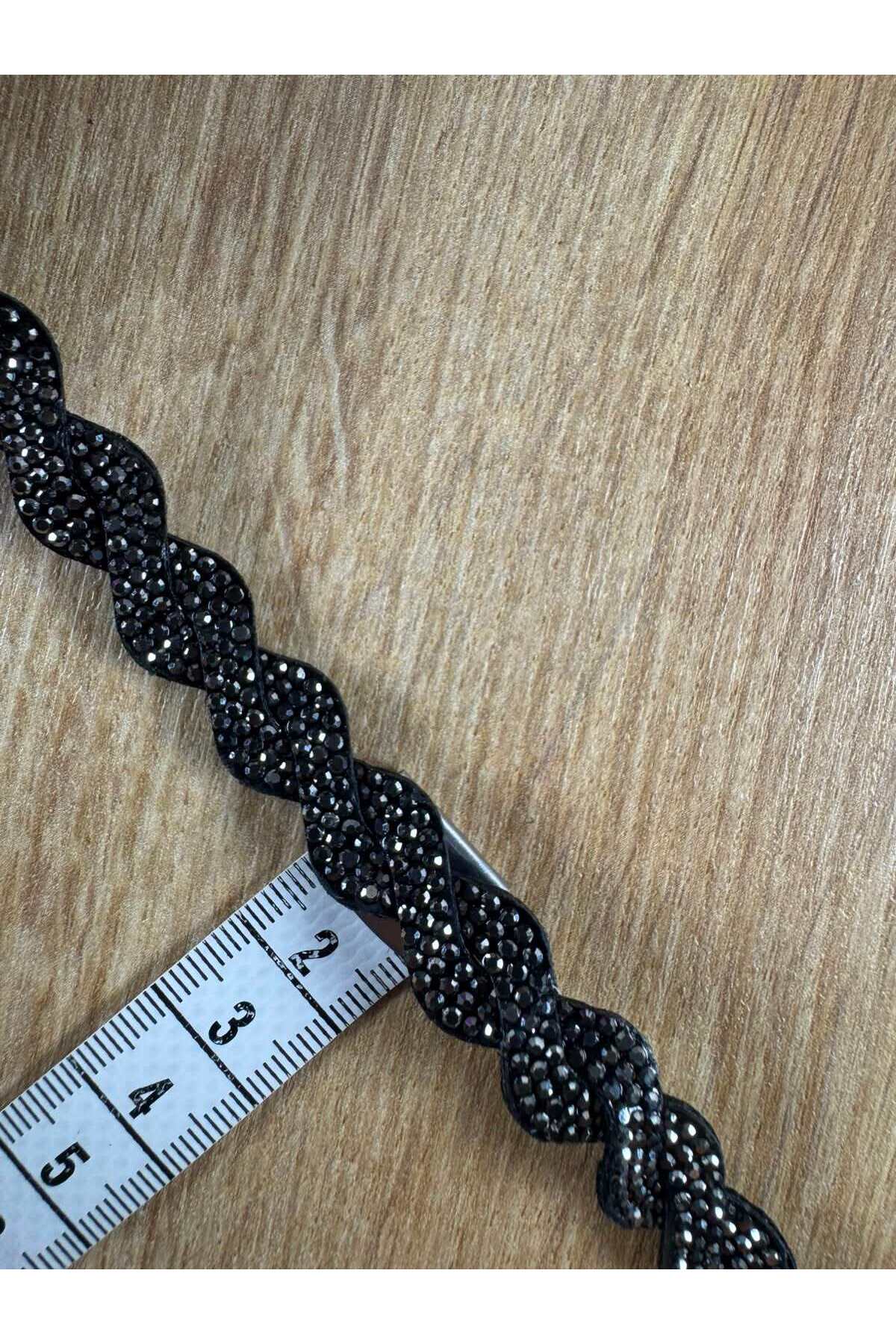 Örgü desenli kristal taşlı dekoratif şerit(1mt) - Görsel 3