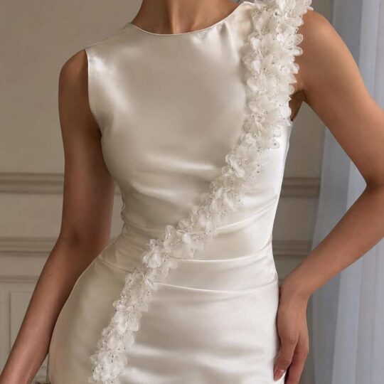 Haute Couture 3D Çiçekli kristal boncuklu dantel şerit (1mt)