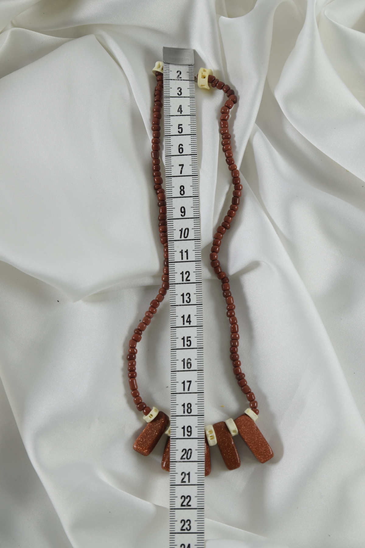 Simli Doğal Taş kolye balık kaburgası detaylı - Görsel 7