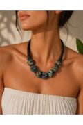 Renkli Boncuk detaylı el işi kolye etnik%Boho şıklık