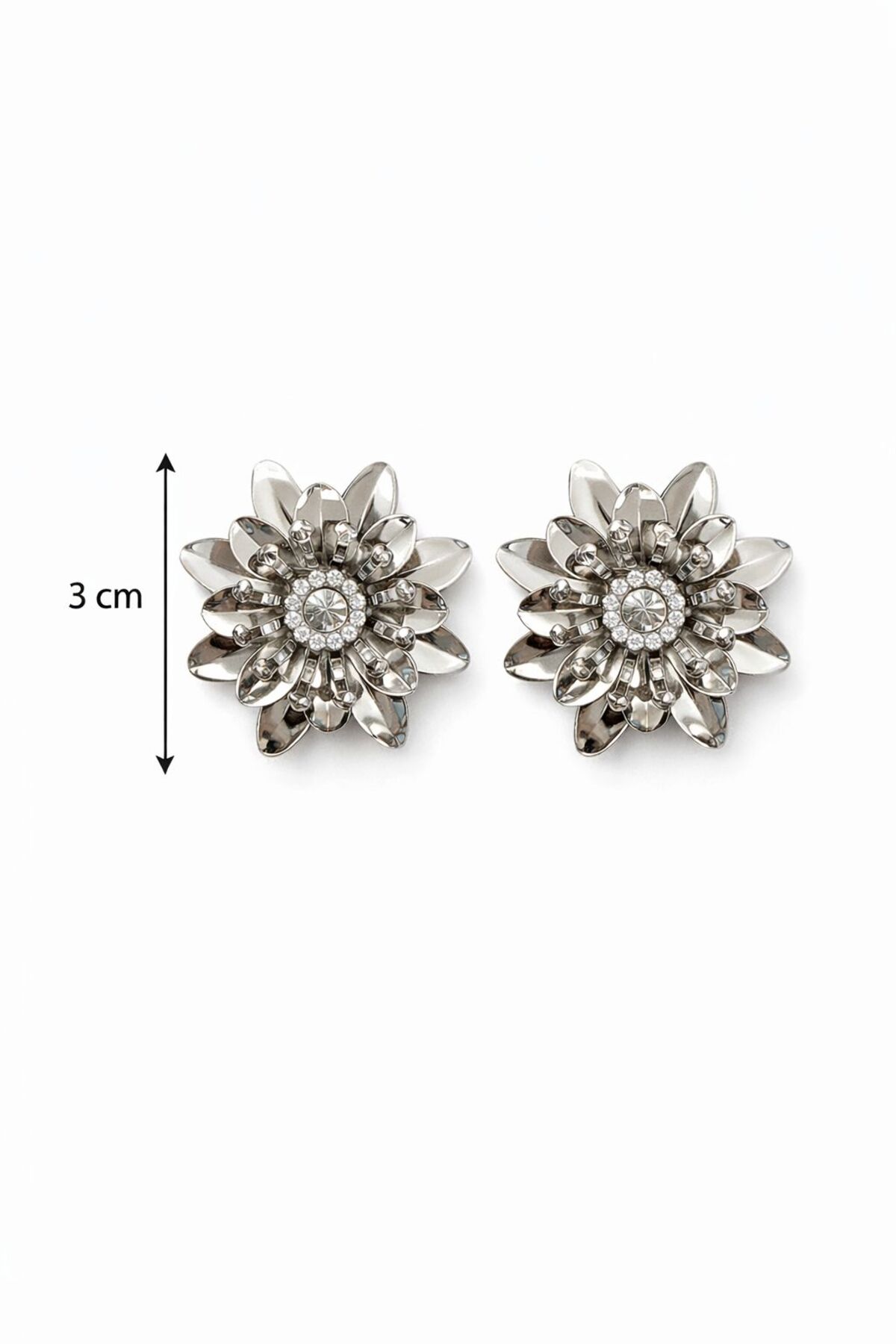 Mini taşlı 2'li çiçek broş yaka iğnesi - Görsel 2