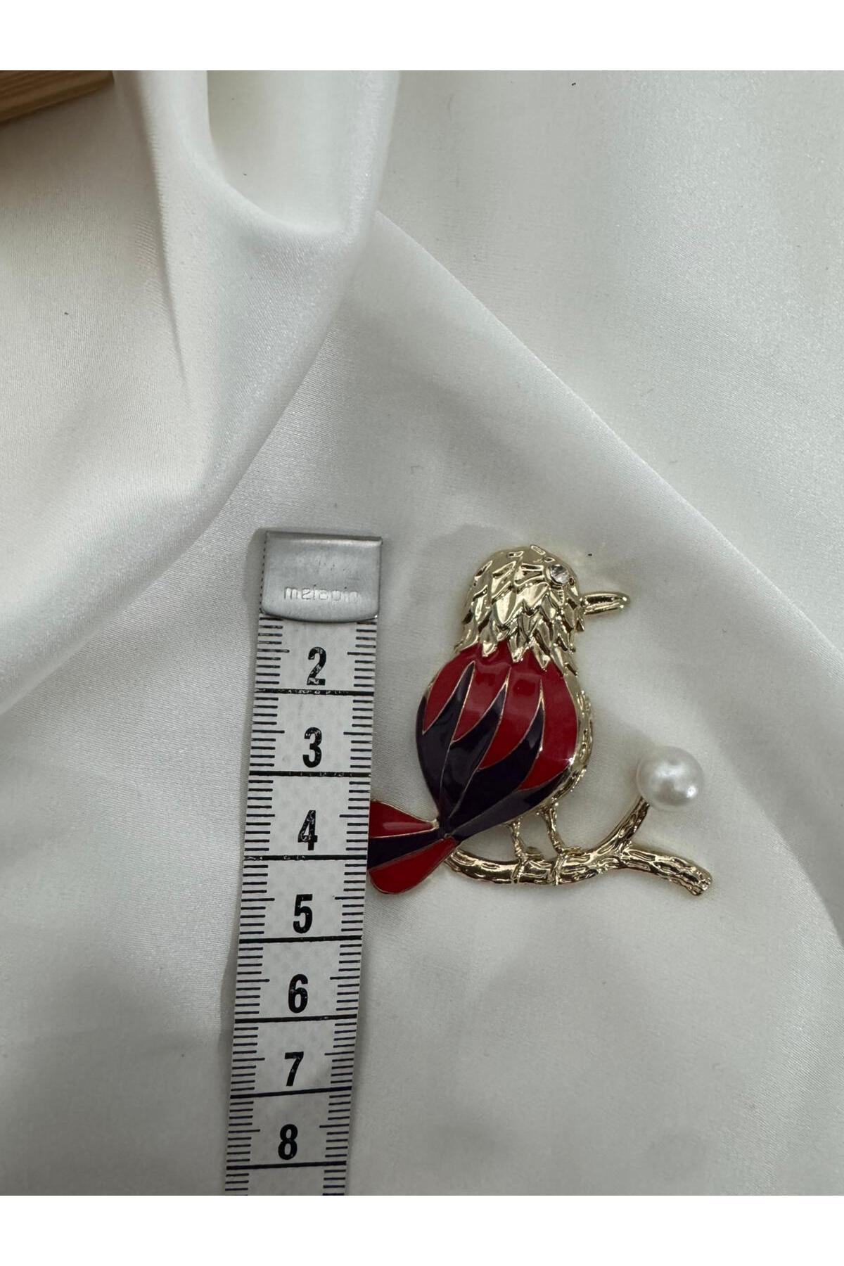 mine detaylı kuş broş inci detaylı vintage tasarım yaka iğnesi - Görsel 6