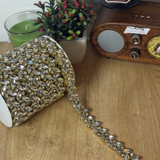 Kendinden yapışkanlı gold kristal dekoratif şerit (1mt)